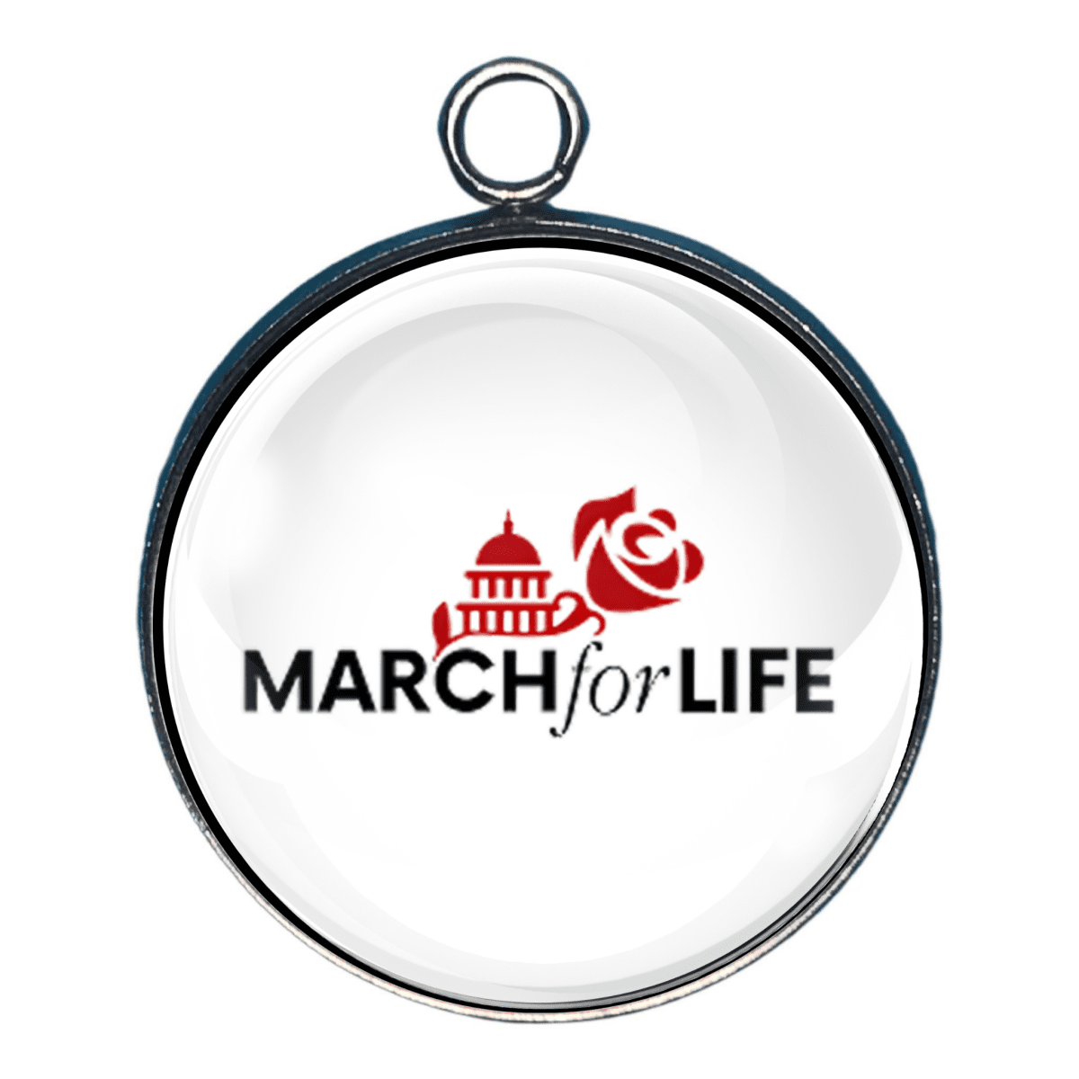 March for Life charm with capitol building and rose
