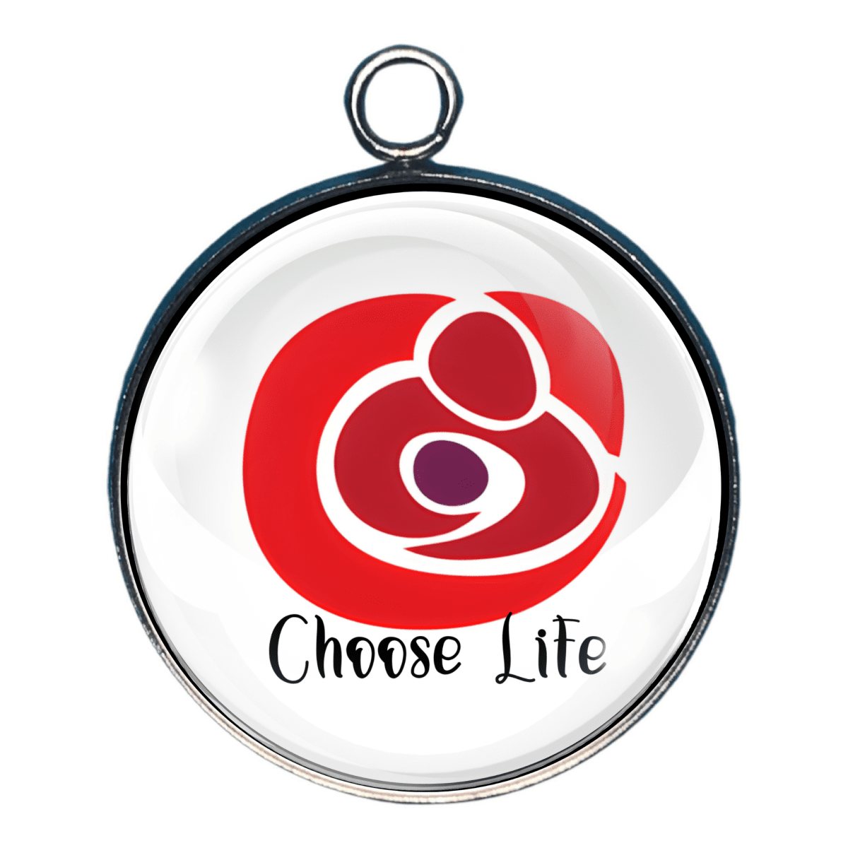 Choose Life charm featuring mother and child symbol
