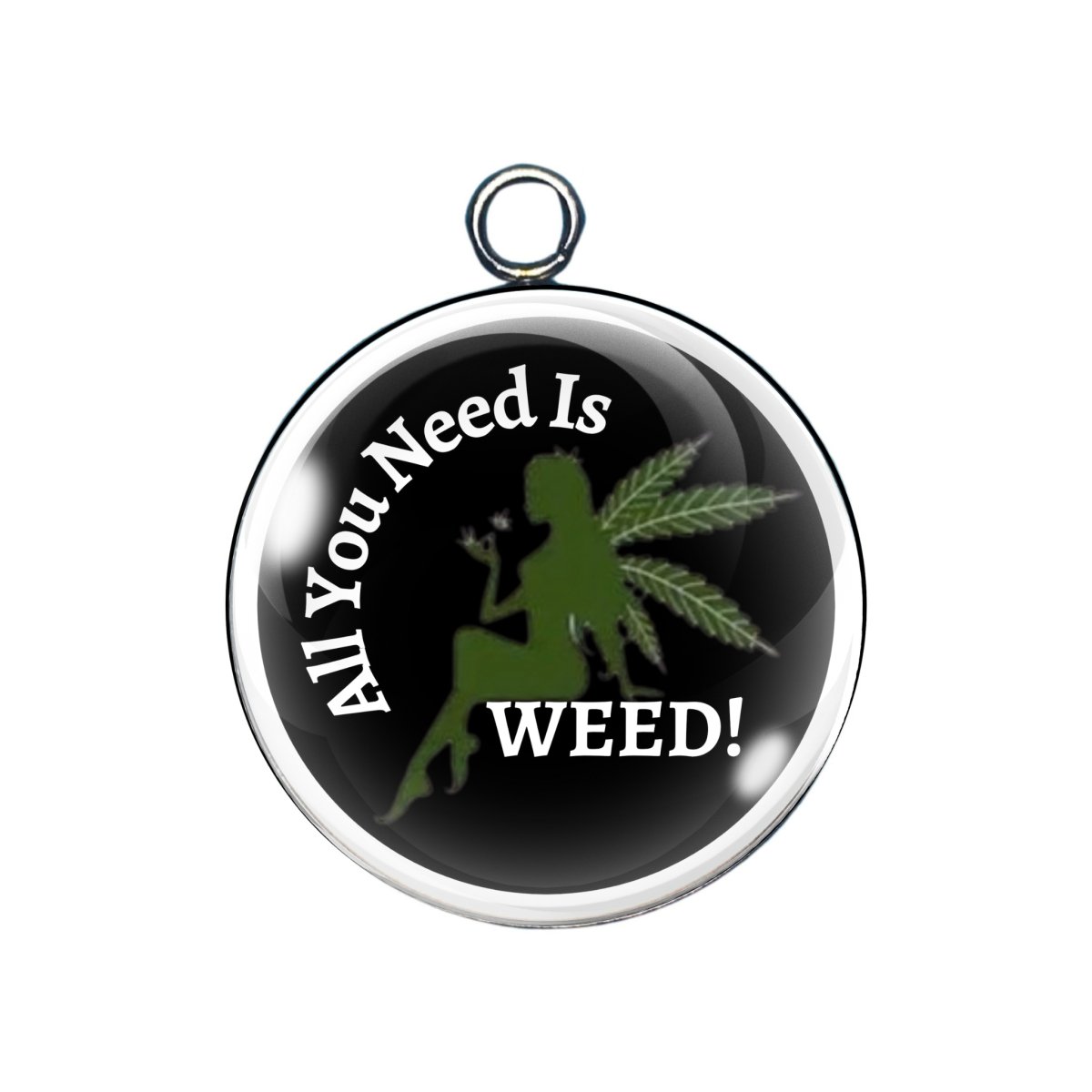 marijuana glass cabochon charm