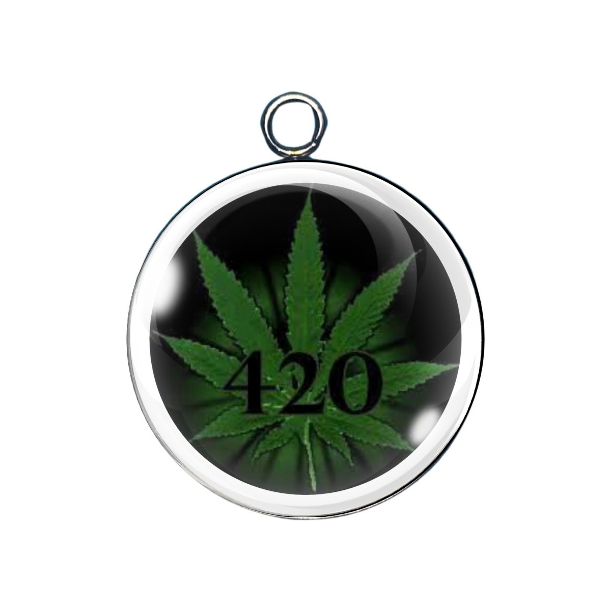 marijuana glass cabochon charm