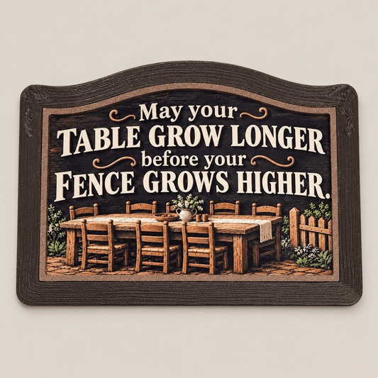 May Your Table Grow Longer Rustic Blessing Sign – 3D Printed Frame Wall Decor