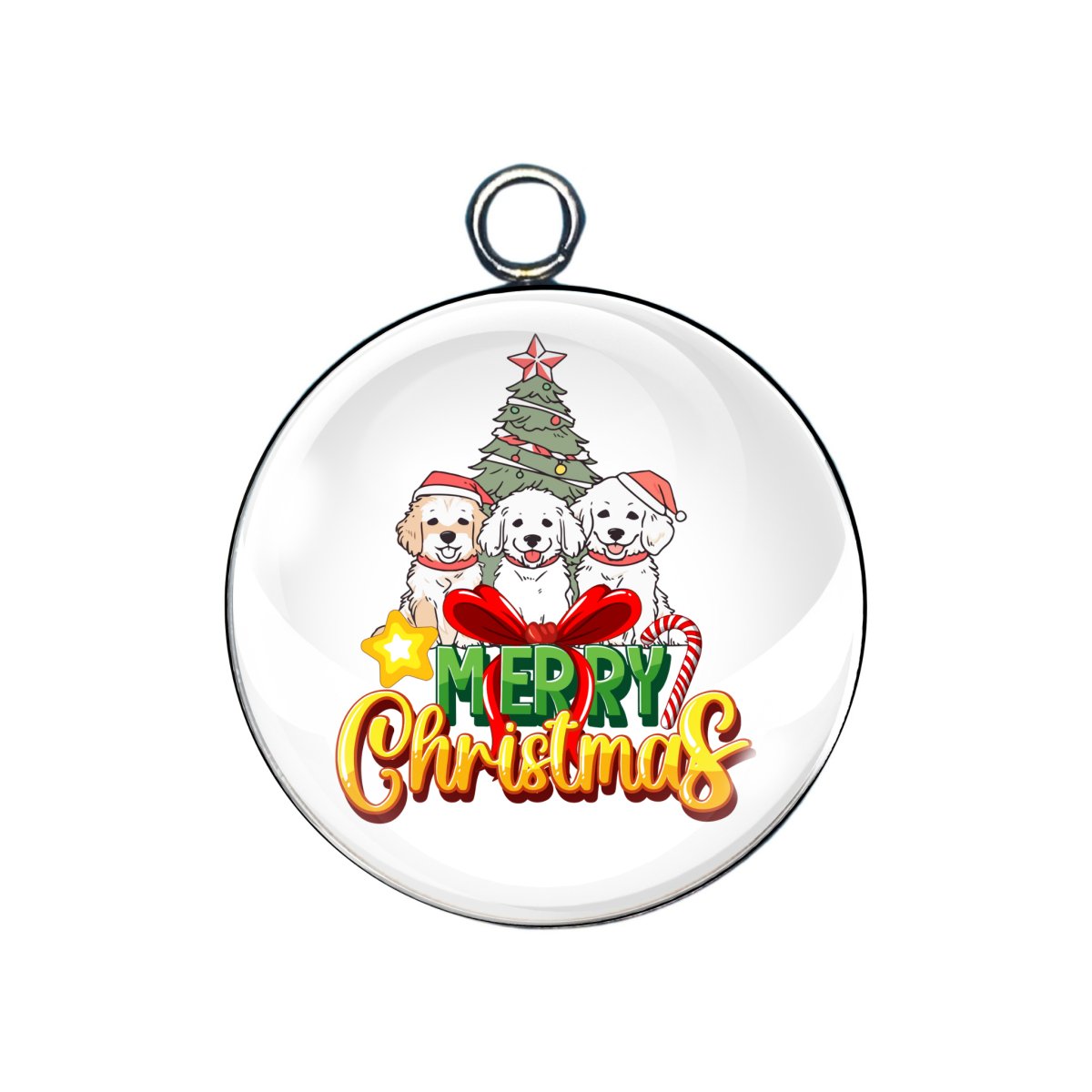 Merry Christmas glass cabochon charm