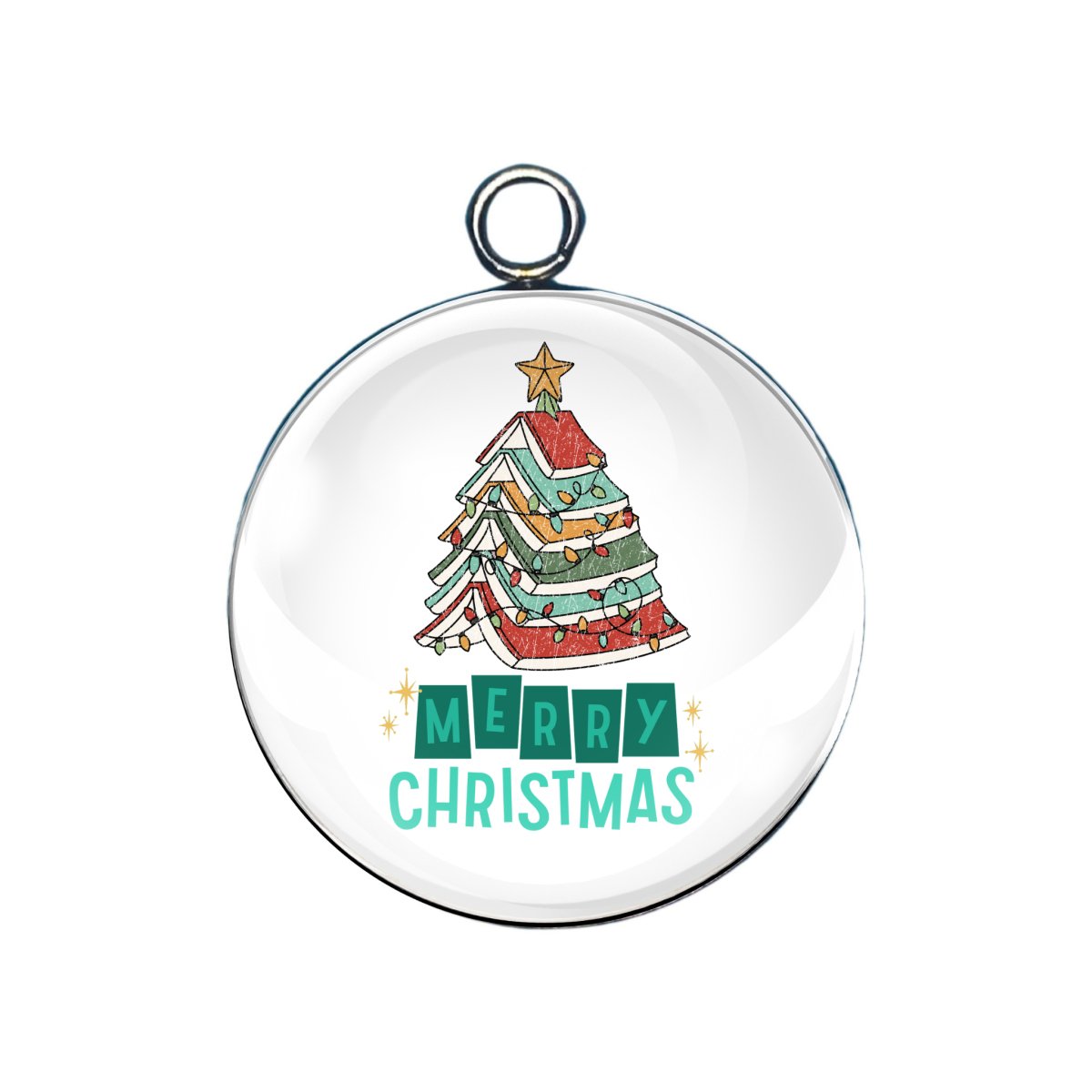 Merry Christmas glass cabochon charm