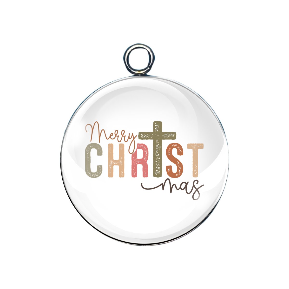 Merry Christmas Glass Cabochon Charms