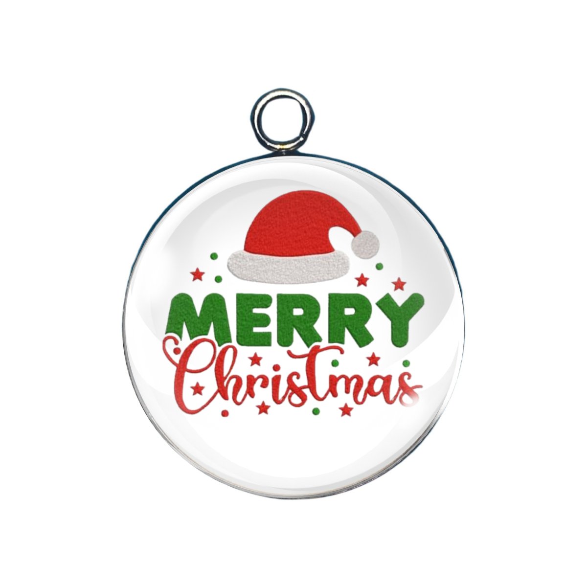 Merry Christmas Glass Cabochon Charms