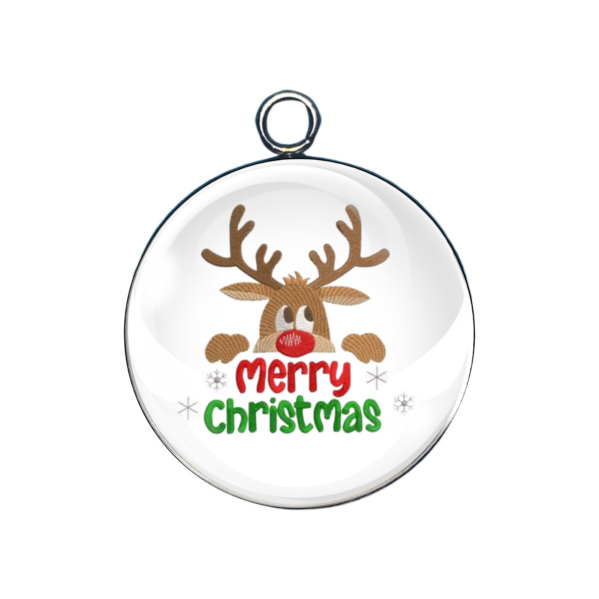 Merry Christmas Glass Cabochon Charms