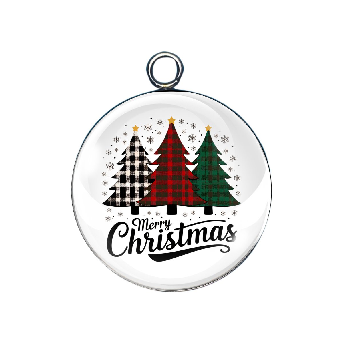 Merry Christmas Glass Cabochon Charms