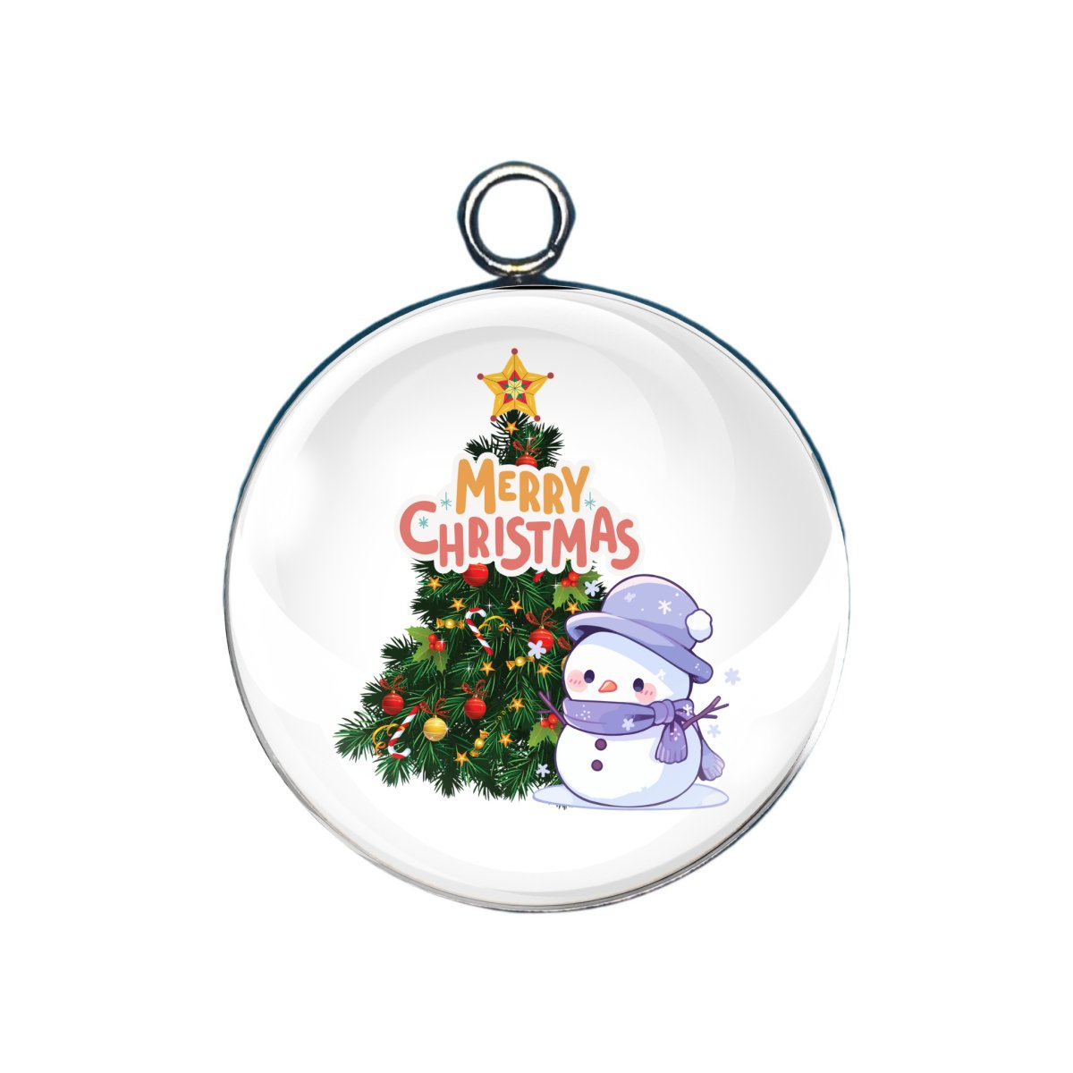 Merry Christmas Glass Cabochon Charms