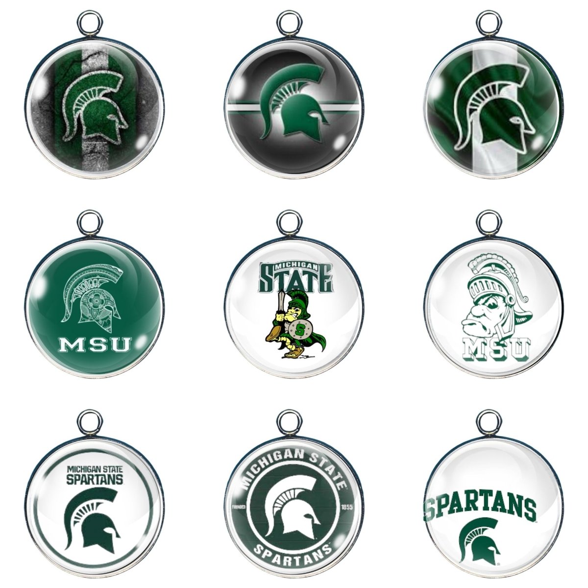 9 Michigan State Spartans Glass cabochon craft charms