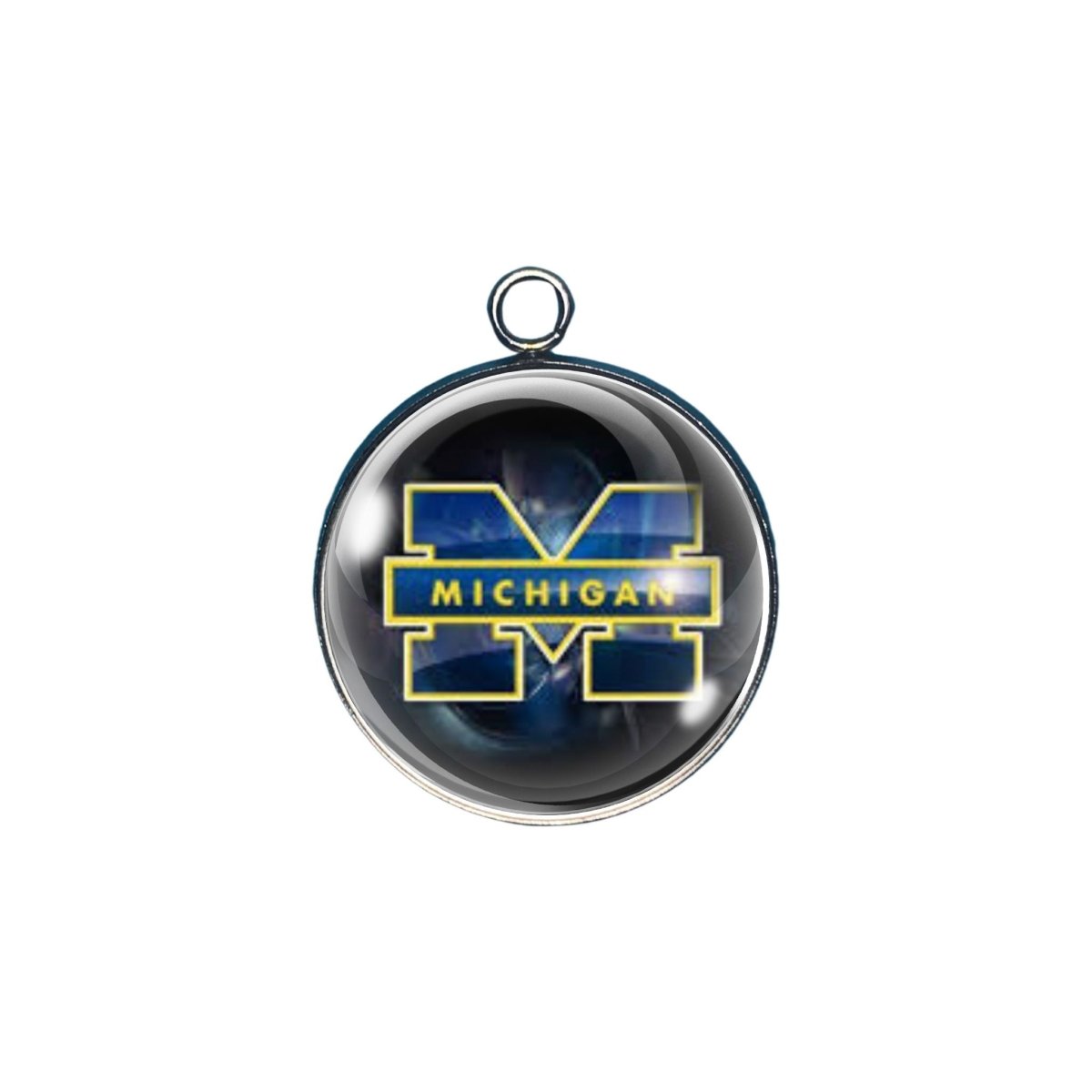 Michigan Wolverines glass cabochon charm