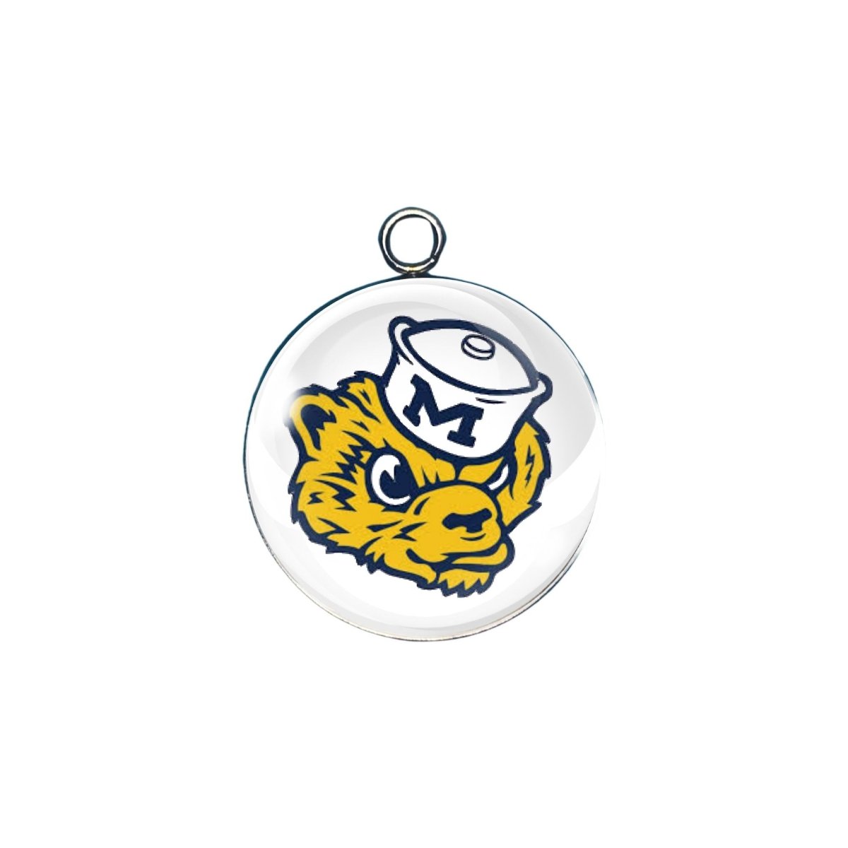 Michigan Wolverines glass cabochon charm