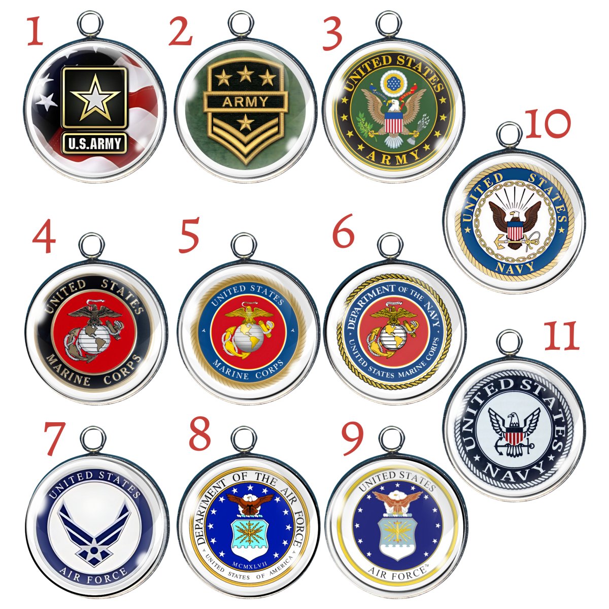 Group of 12 Military Charms