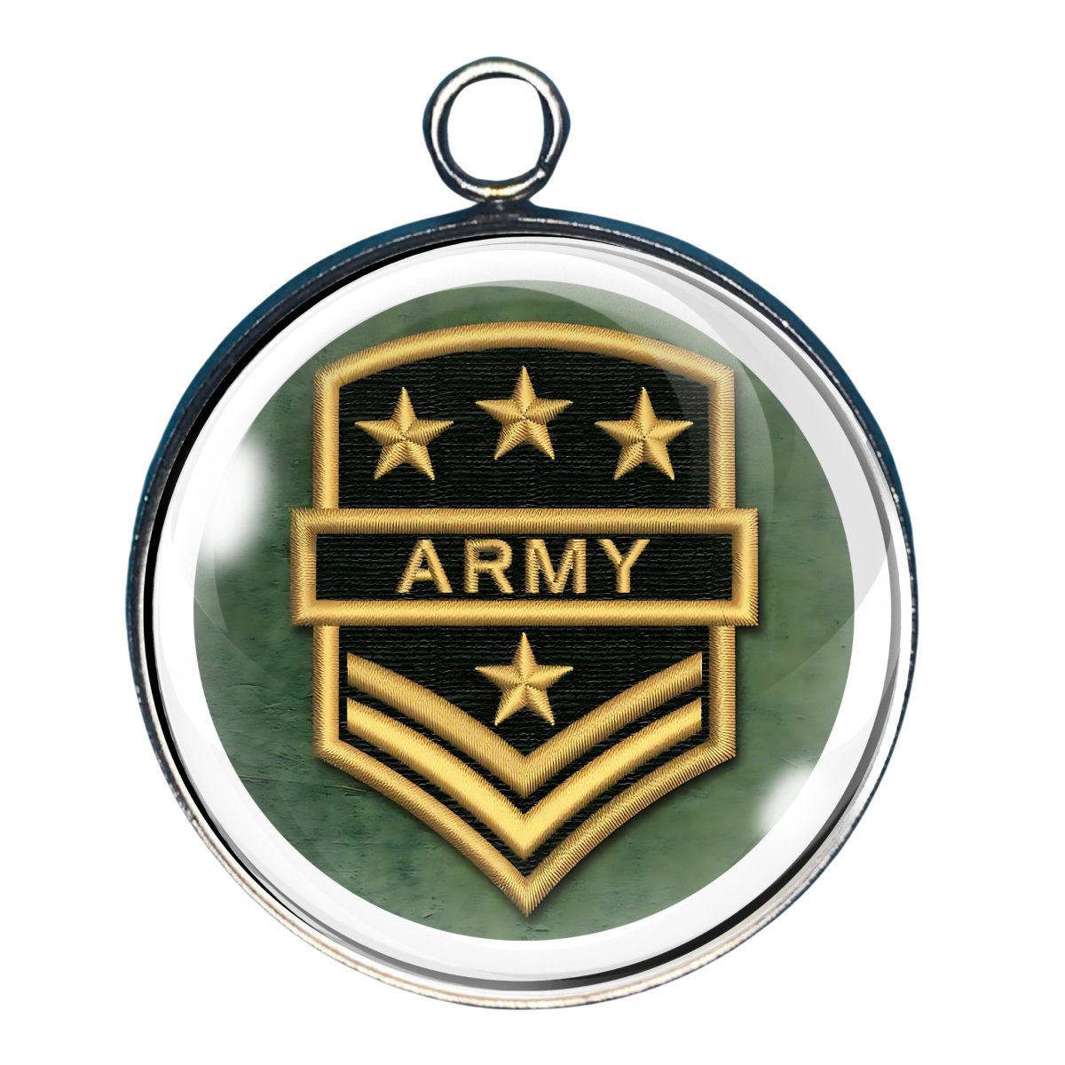 Charm showing an Army patch