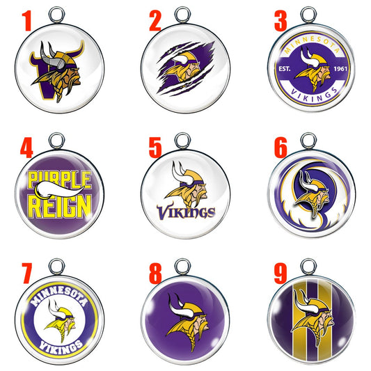 9 Minnesota Viking glass cabochon charms