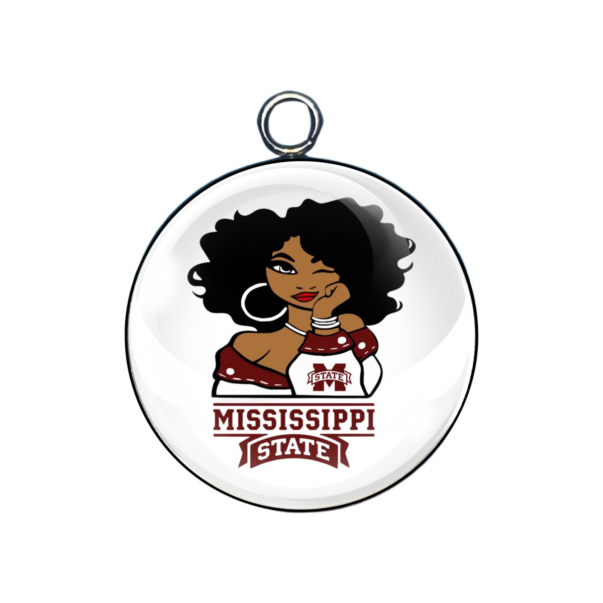 Mississippi State glass cabochon charm