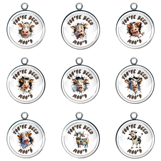 9 moo moo Subaru glass cabochon charms