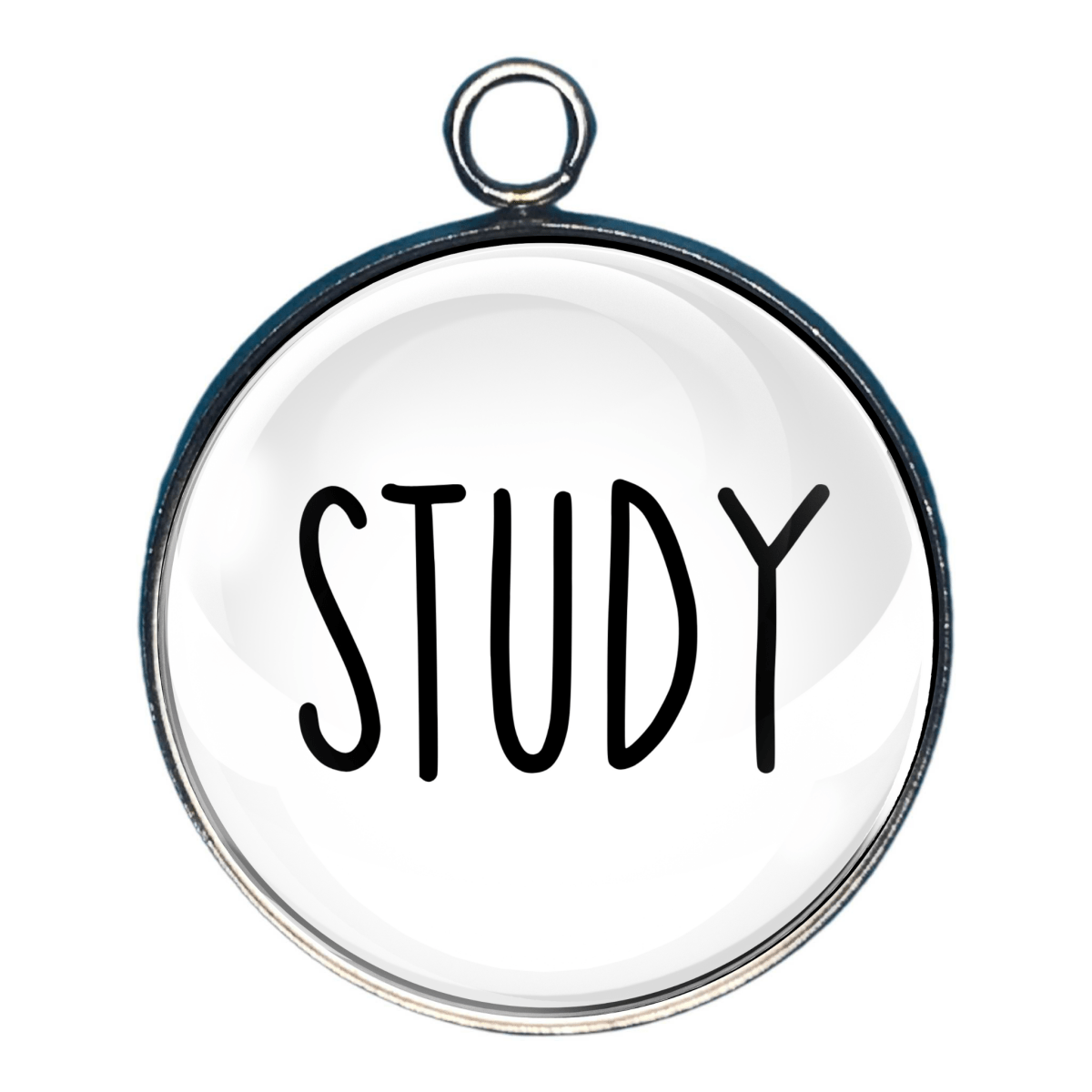 Study charm in bold lettering for students and planners.