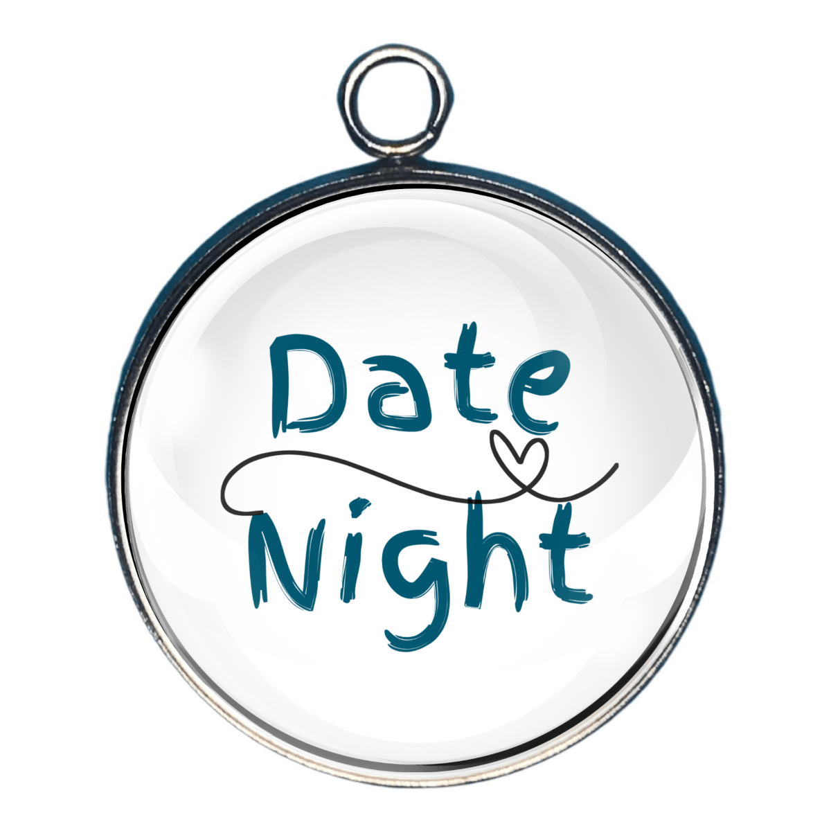 Romantic Date Night charm with script lettering.