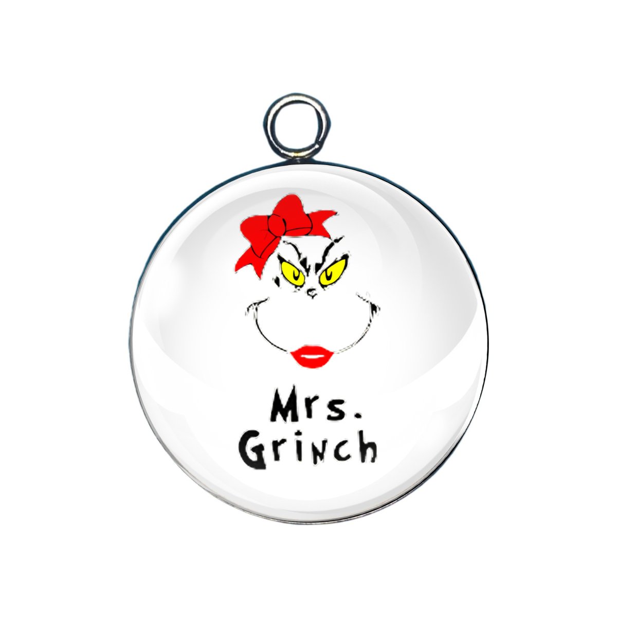 mrs. grinch glass cabochon charm