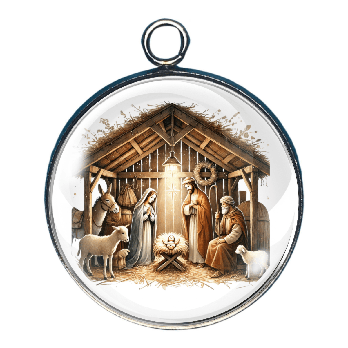 Charm of classic Nativity stable scene with Mary, Joseph, and baby Jesus
