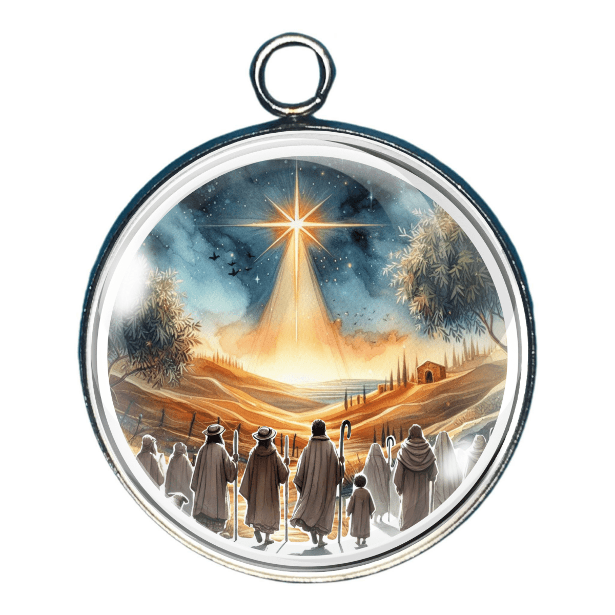 Charm of a crowd approaching the bright Star of Bethlehem