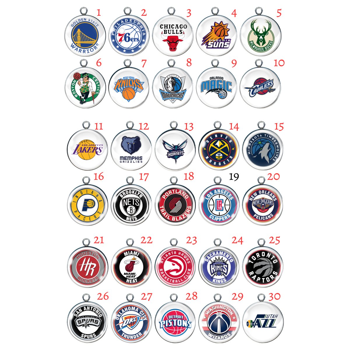 NBA Basketball Team Charms