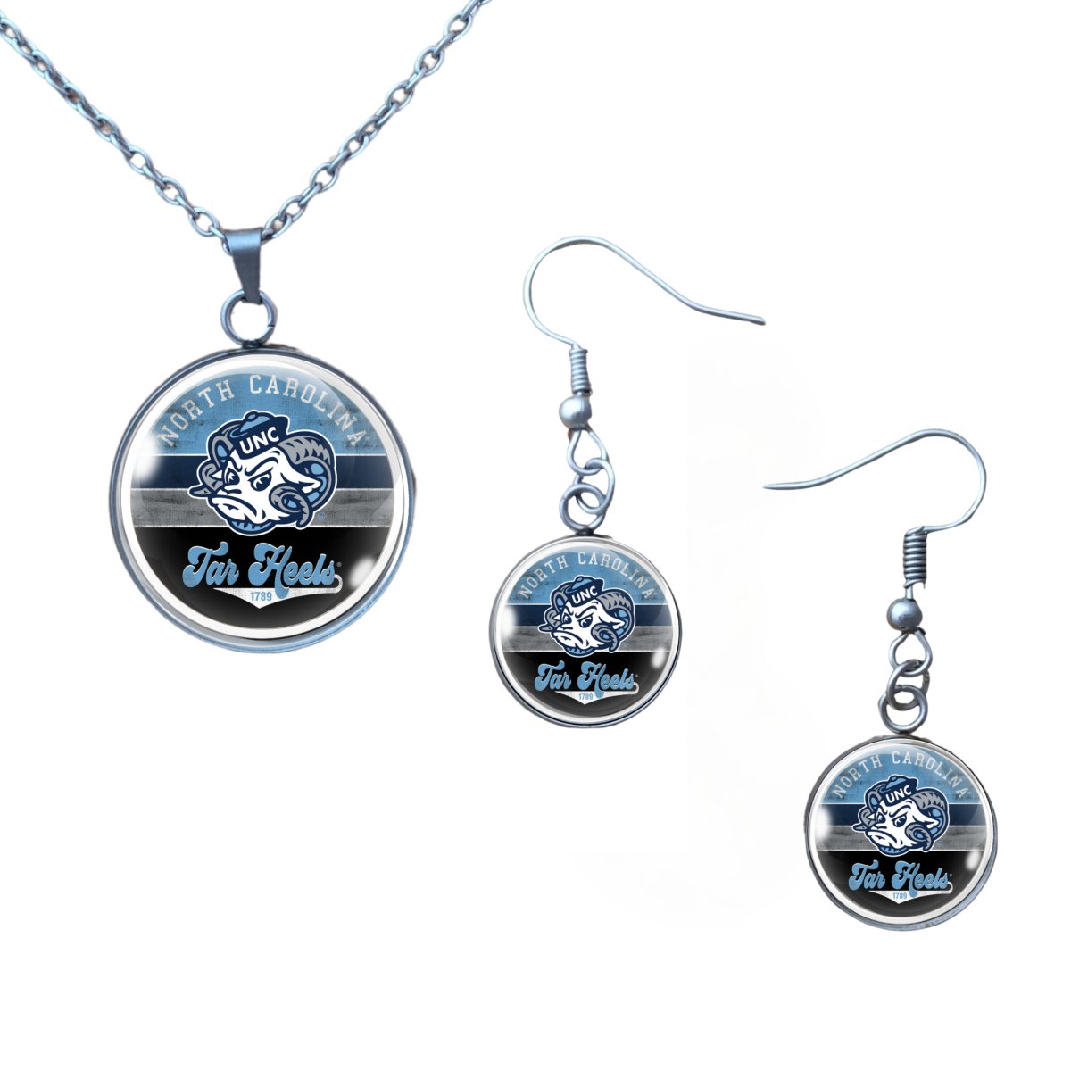 NC Tar Heels Necklace and earrings set