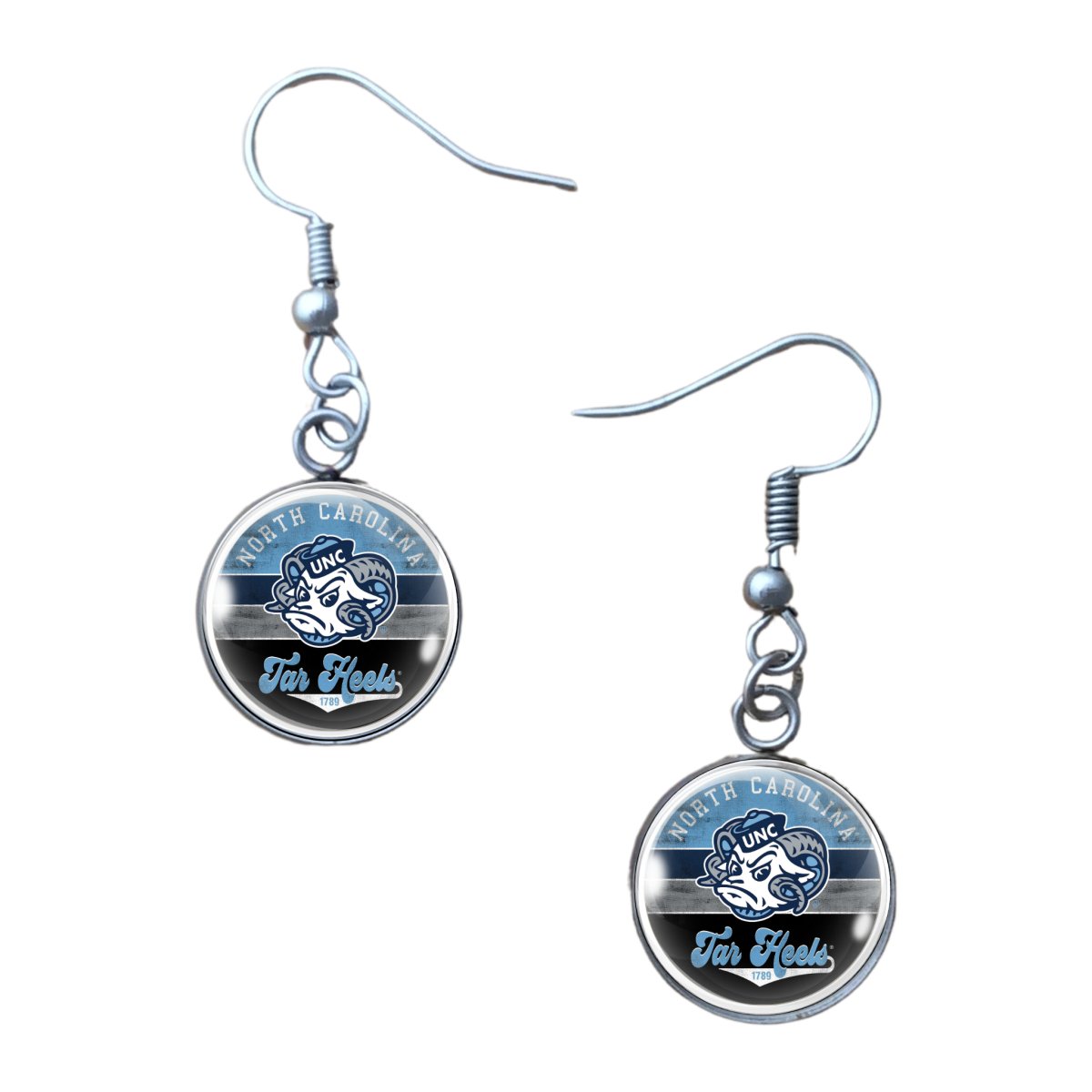 NC Tar Heels glass cabochon earrings