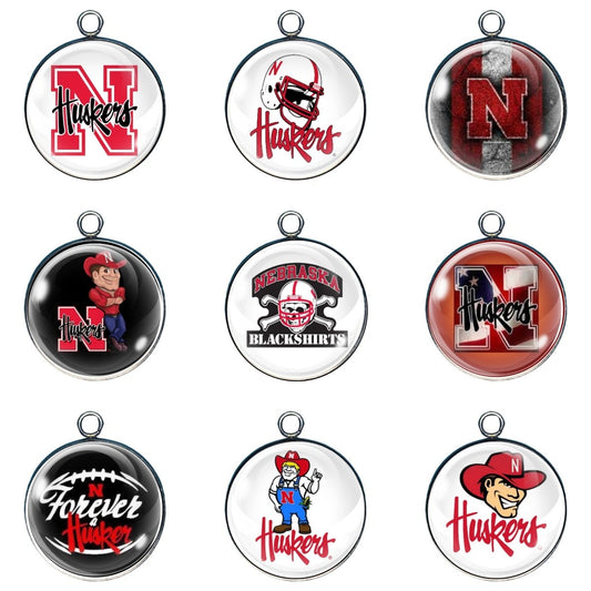 9 Nebraska Cornhuskers glass cabochon charms