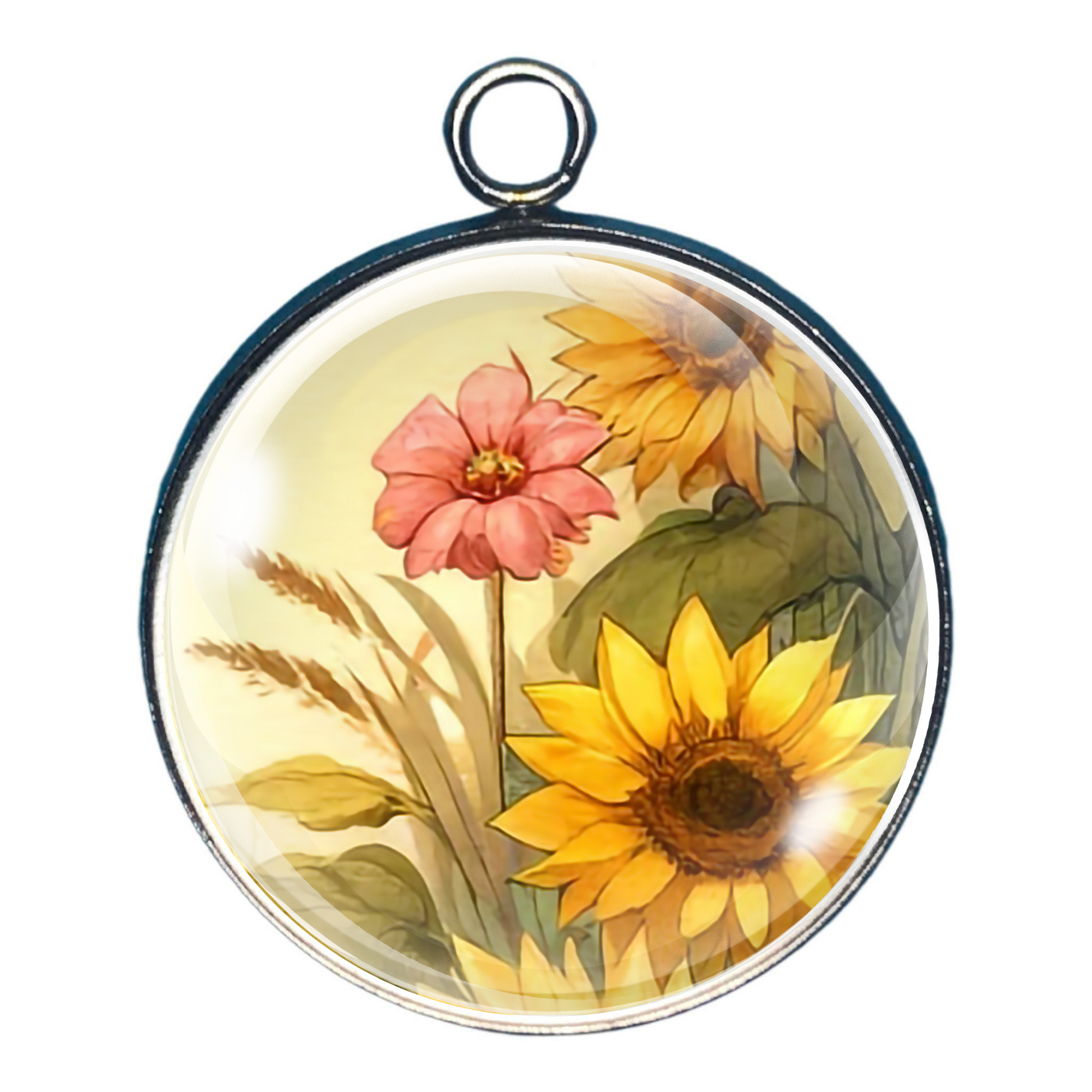 charm of a sunflower in a field of other plants and flowers