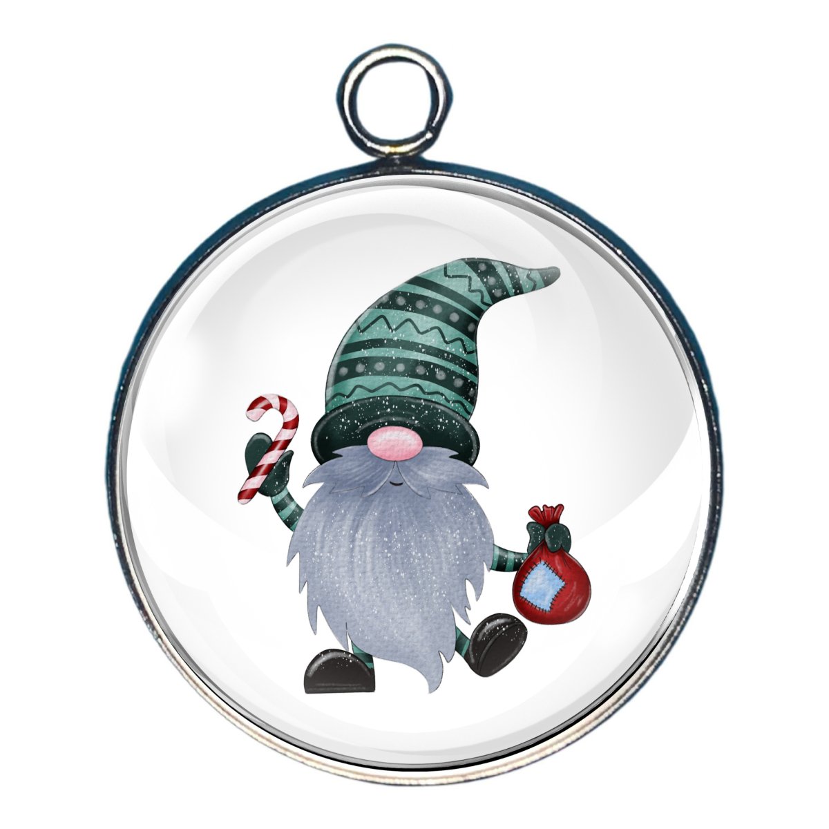 Nordic style christmas gnome w/ candy cane and a gift sack