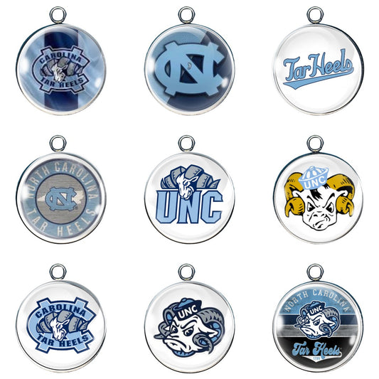 9  NC Tar Heels glass cabochon charms