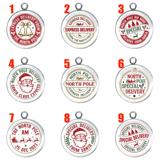 9 North Pole glass cabochon charms