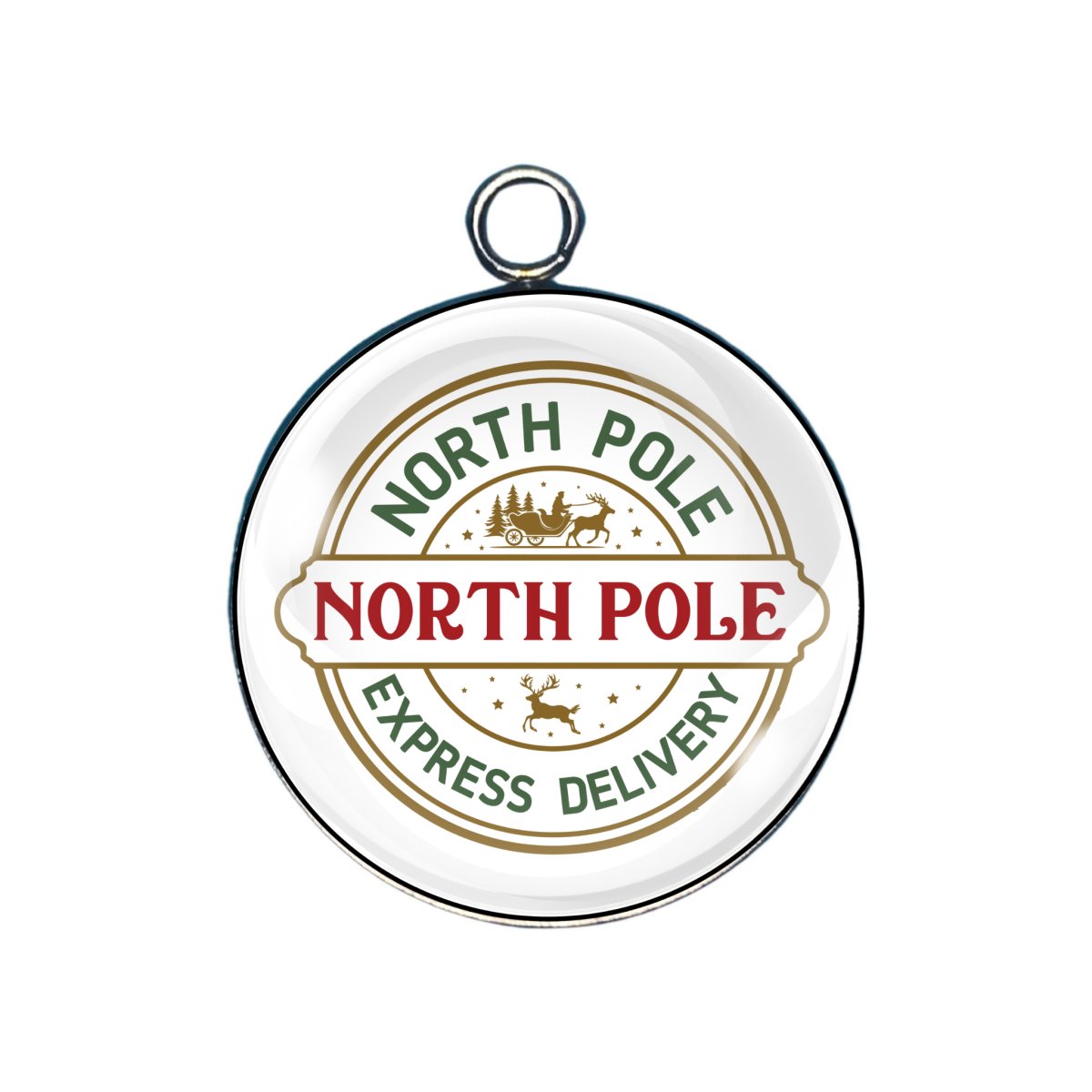 North Pole glass cabochon charm