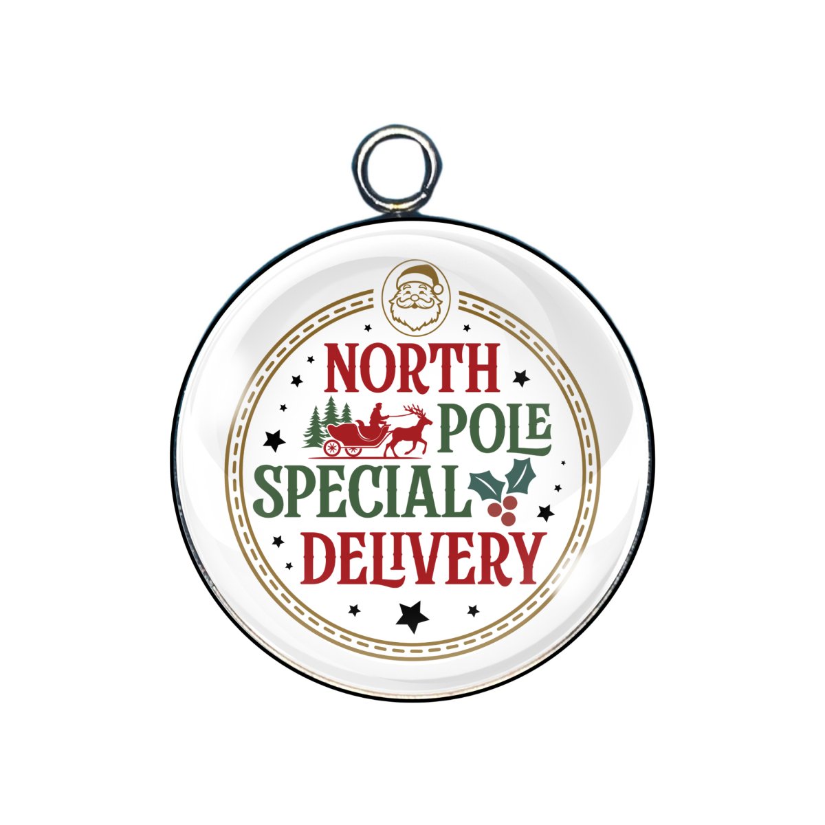 North Pole glass cabochon charm