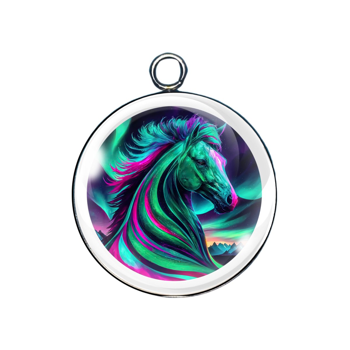 northern lights glass cabochon charm