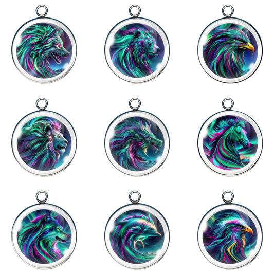 9 northern lights glass cabochon charms