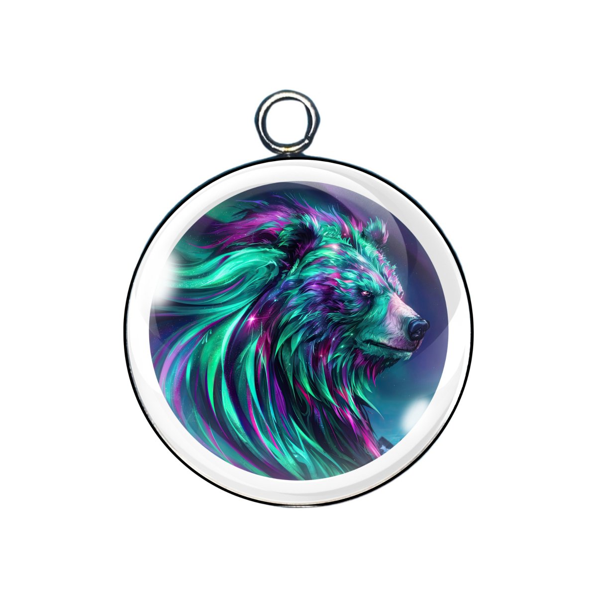 northern lights glass cabochon charm