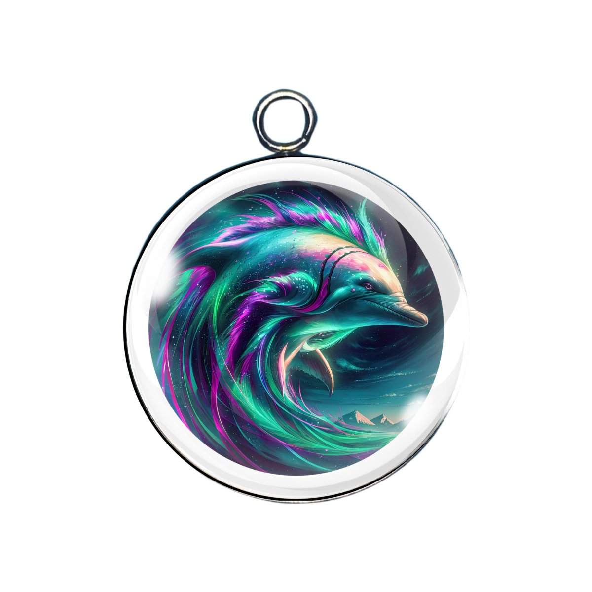 northern lights glass cabochon charm