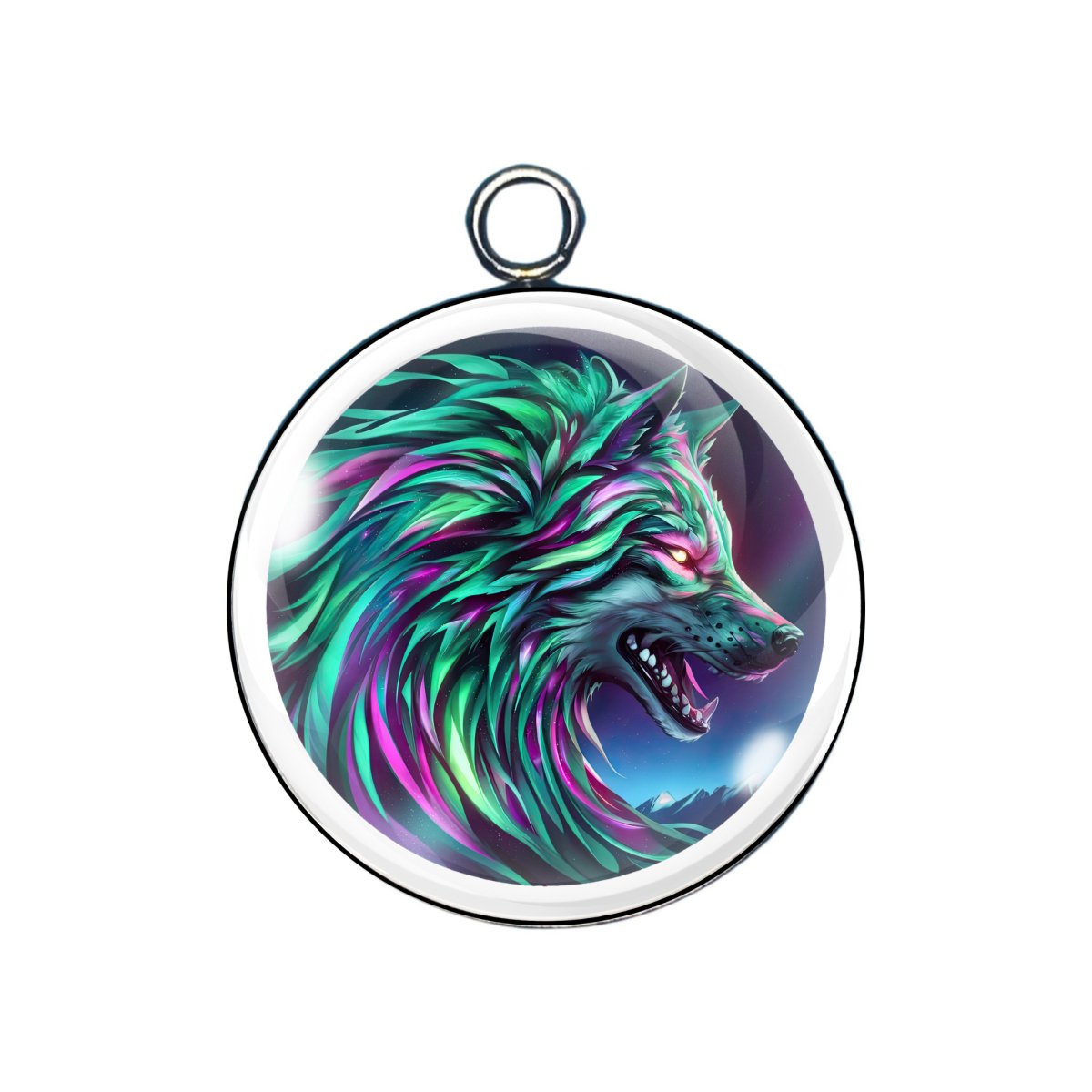 northern lights glass cabochon charm