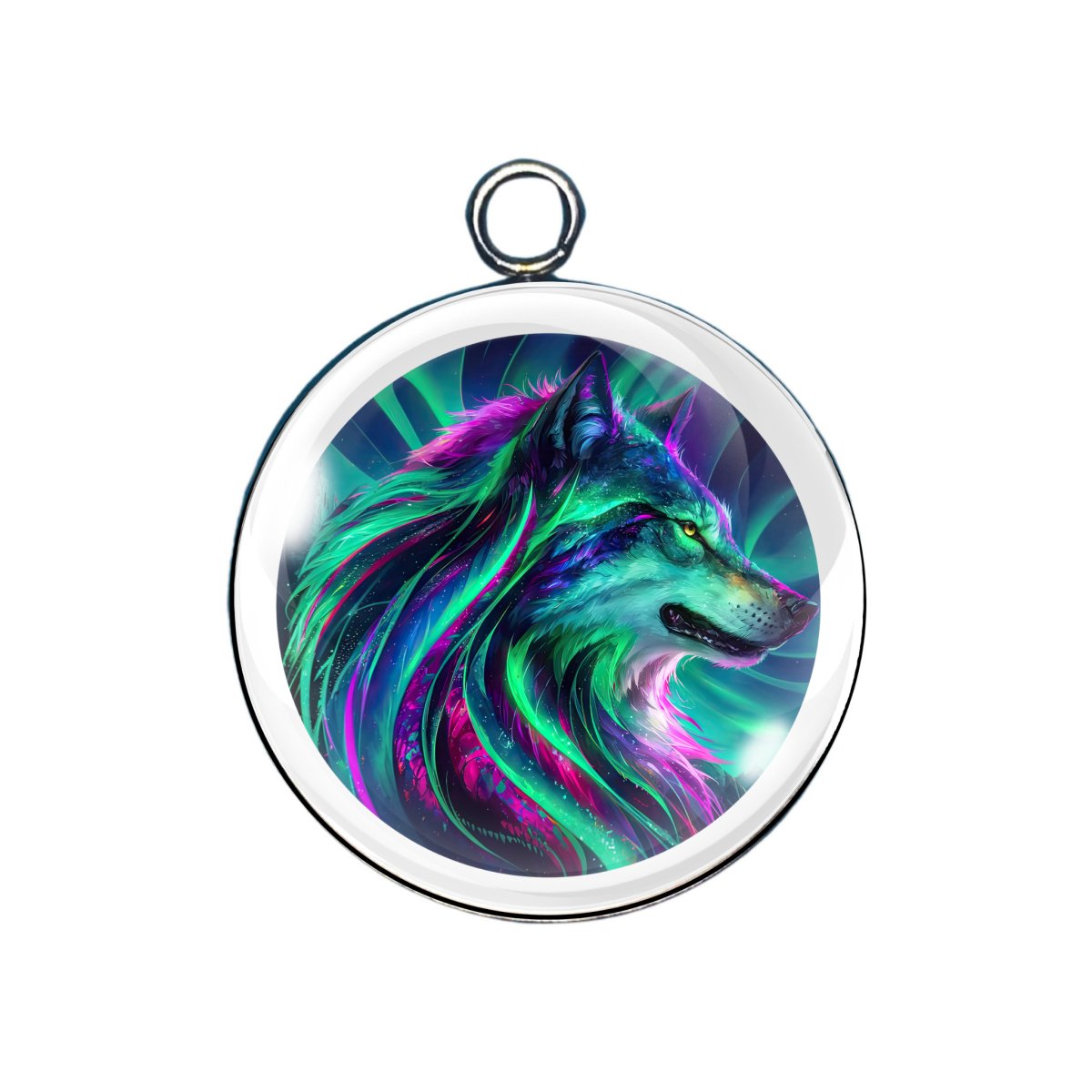 northern lights glass cabochon charm