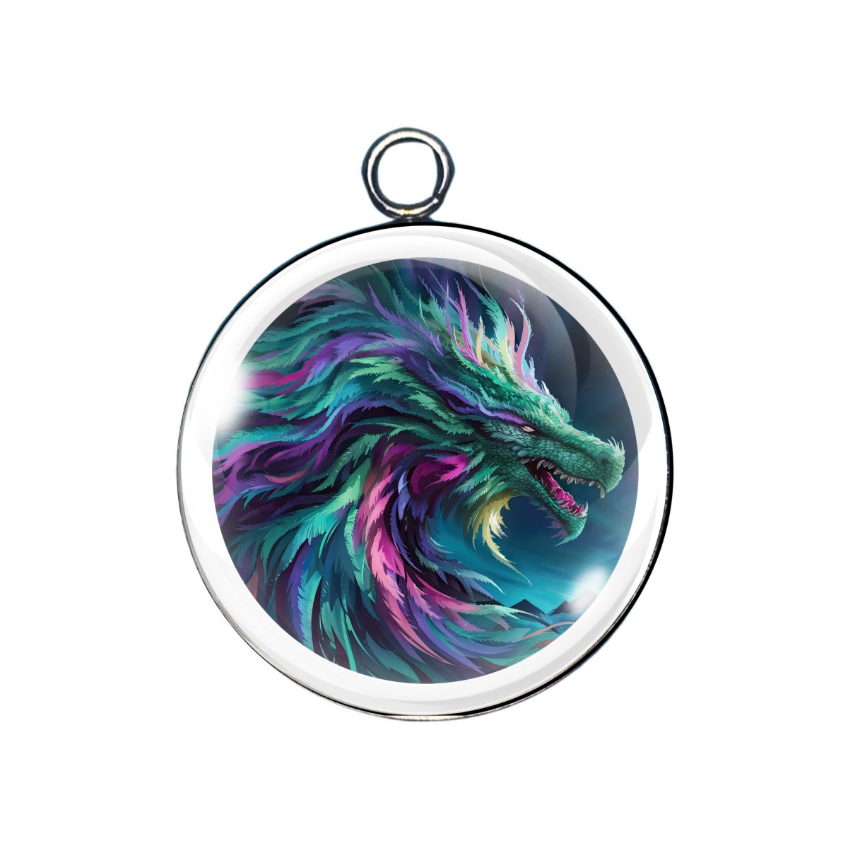 northern lights glass cabochon charm