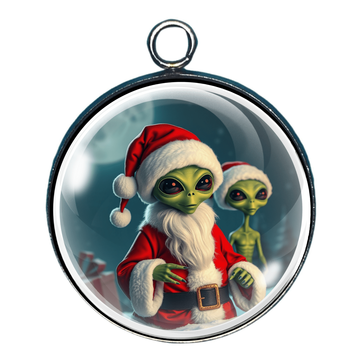 Charm of alien Santa - perfect for DIY holiday jewelry and crafts.