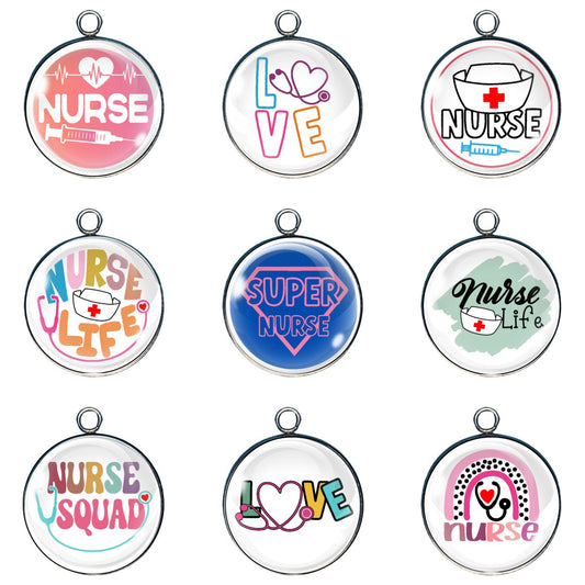 9 Nurse Life glass cabochon charms