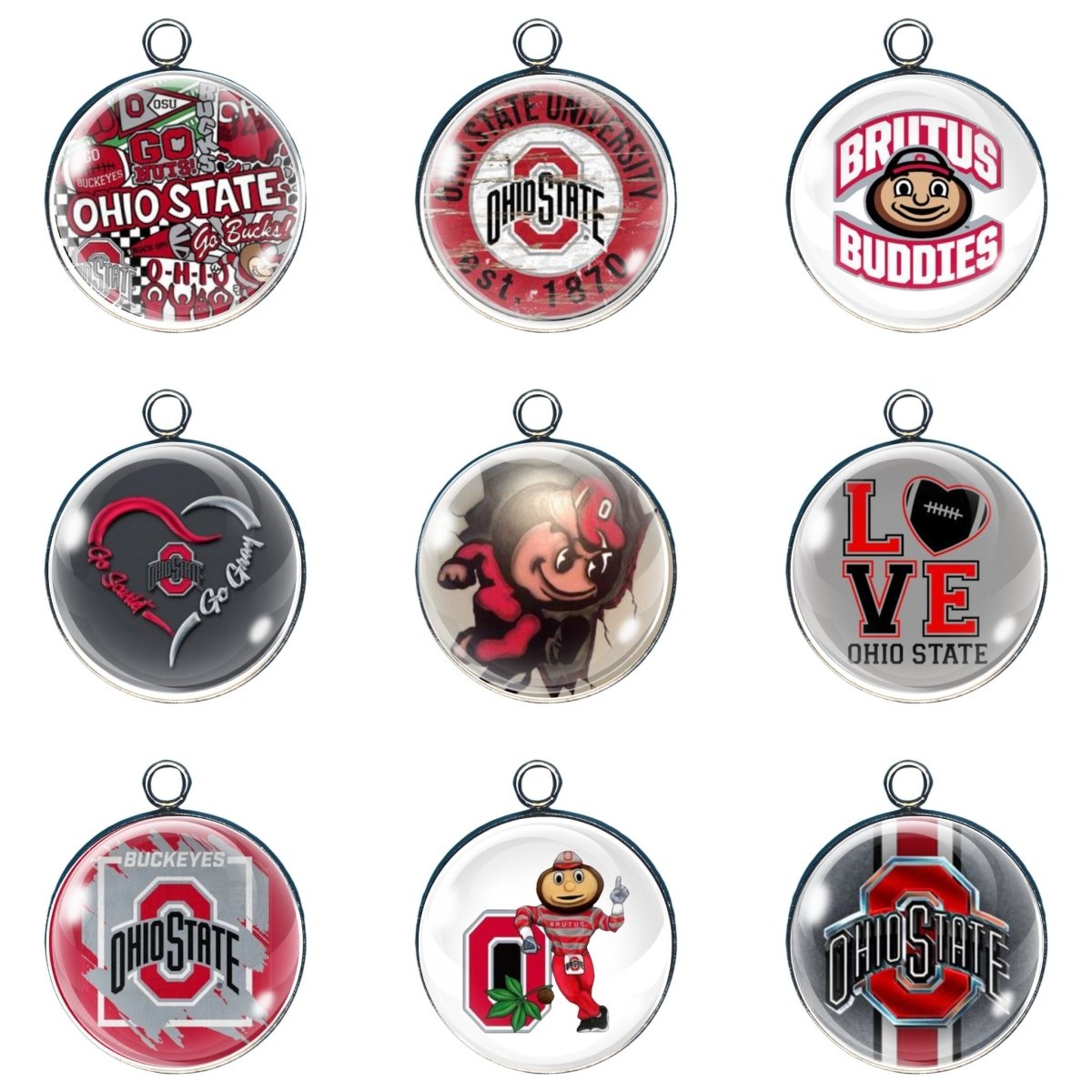 9 Ohio state glass cabochon charms