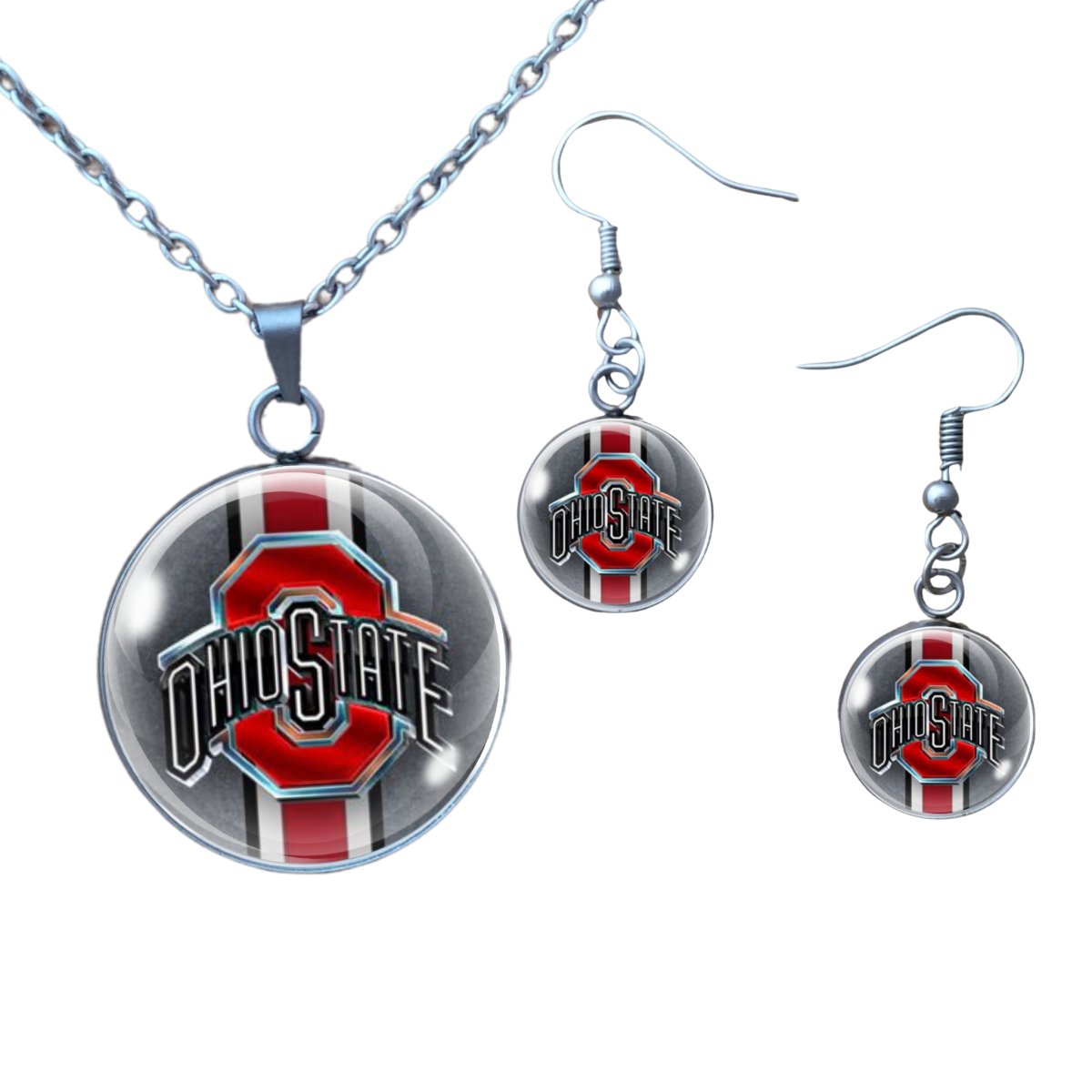 Ohio state glass cabochon charm jewelry set