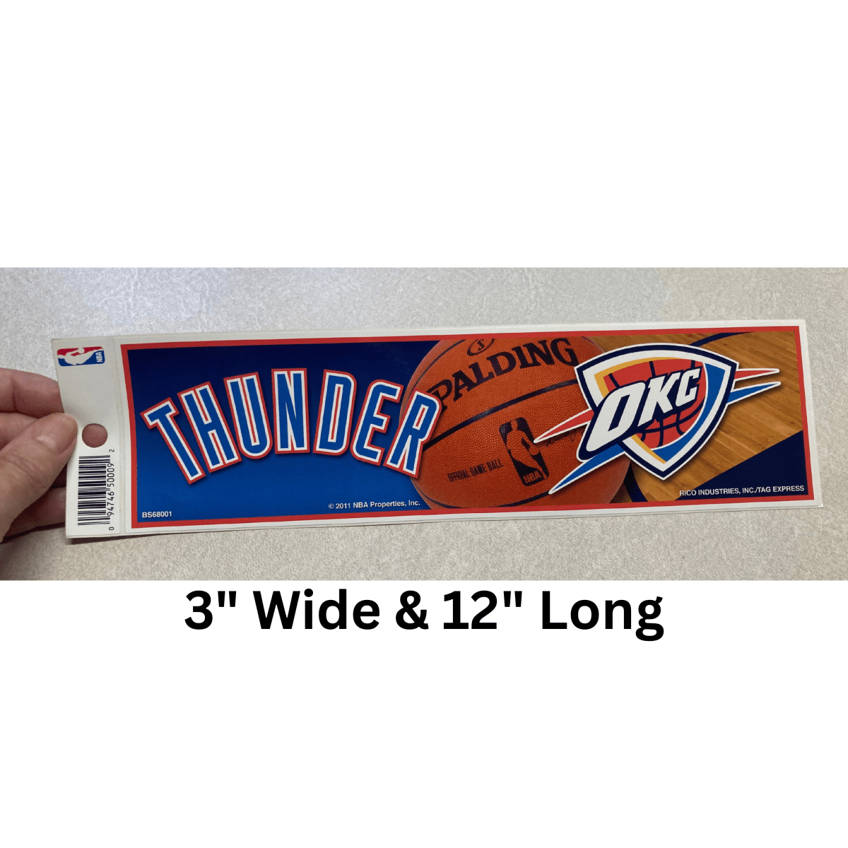 Oklahoma City Thunder, Bumper Sticker,  3"x12",  Officially Licensed-NBA