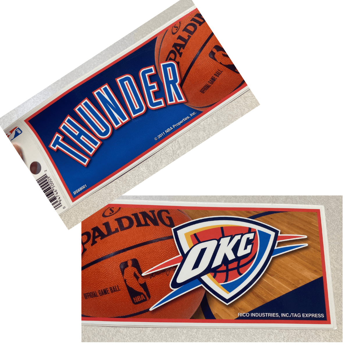 Oklahoma City Thunder, Bumper Sticker,  3"x12",  Officially Licensed-NBA