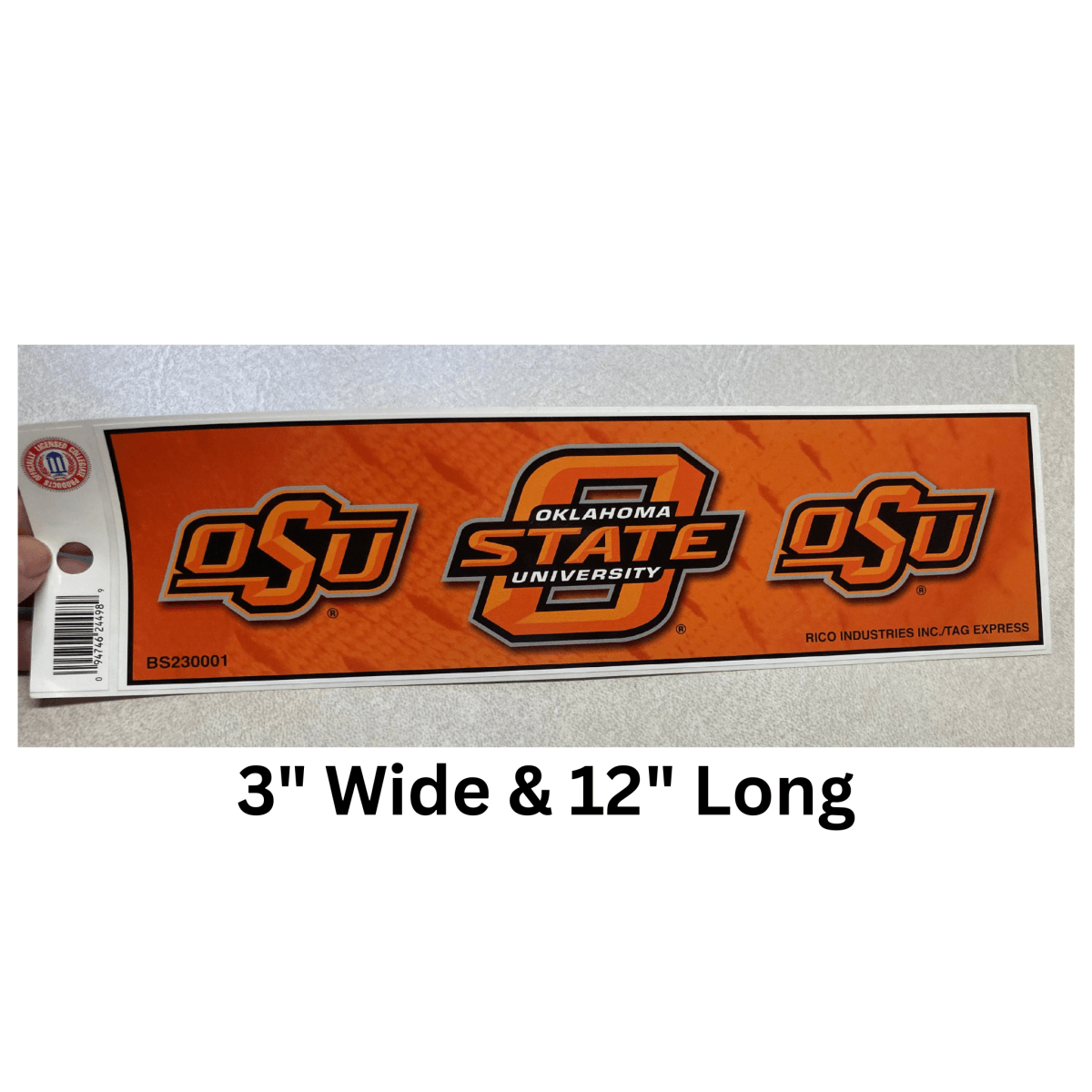 Oklahoma State University, OSU Bumper Sticker,  3"x12"  - Official Licensed