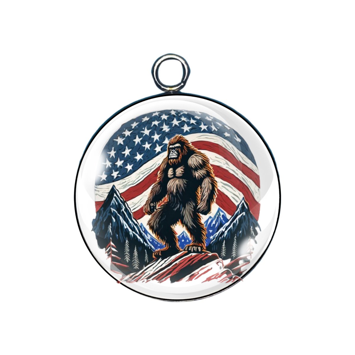 Patriotic Bigfoot Glass Cabochon Charms